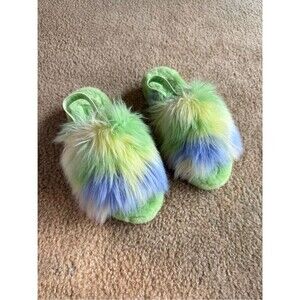 UGG Fluff Yeah Tie Dye Green Slippers 7